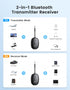Bluetooth 5.3 Transmitter Receiver for Airplane, 2 in 1 Wireless Bluetooth Transmitter Adapter for AirPods or Wireless Headphones Dual Pairs, 3.5mm Audio for Flight TV Gym Car Stereo Tablets