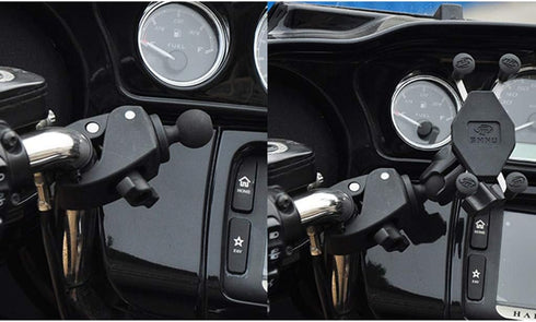 Motorcycle Bicycle Handle Bar Rail Mount - 1 Inch Ball Mount Action Camera for Handlebar Clamp, Black
