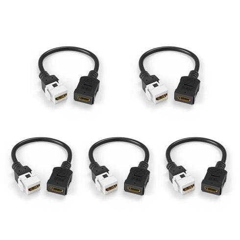 VCE 5-Pack HDMI Keystone Jack, Female to Female HDMI Pigtail Cable 4K