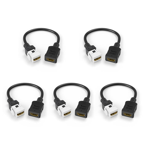 VCE 5-Pack HDMI Keystone Jack, Female to Female HDMI Pigtail Cable 4K