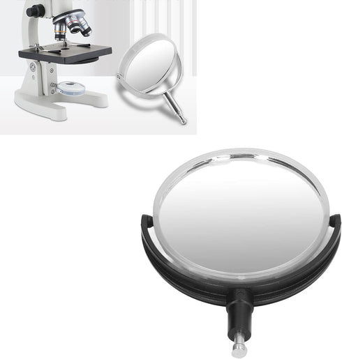 Microscope Reflecting Mirror Light Collection 360 Degree Rotation Microscope Flat Concave Reflector Portable Field of View Expands for Experiments (Plastic Bracket)