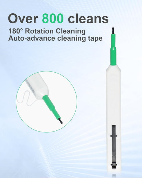 Fiber Optic Cleaning Pen, One Click Fiber Cleaner for SC/FC/ST 2.5mm Ferrule Connectors, Over 800 Uses with Case