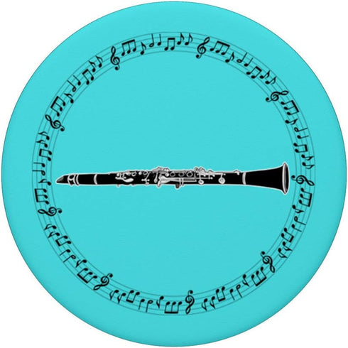Clarinet Player Gift - Music Notes in Circle - Aqua PopSockets PopGrip: Swappable Grip for Phones & Tablets