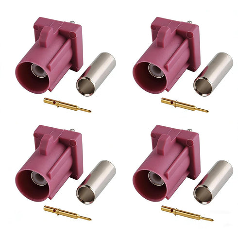 4PCS Fakra H Male Pink Crimp Solder Connector, Fakra Adapter H Code,