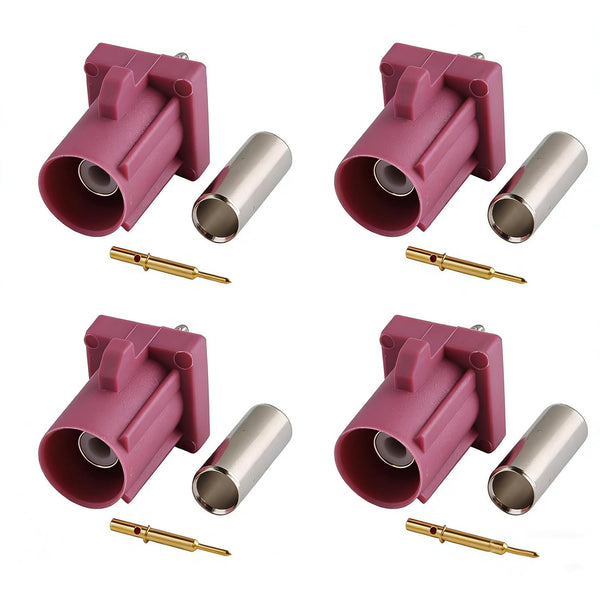 4PCS Fakra H Male Pink Crimp Solder Connector, Fakra Adapter H Code,