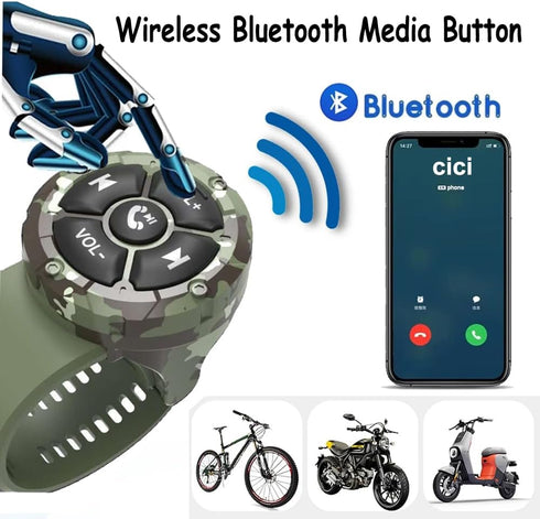 GLOBELEC Wireless Bluetooth Media Remote Button,Adjustable Direction Waterproof Controller,Steering Wheel Control