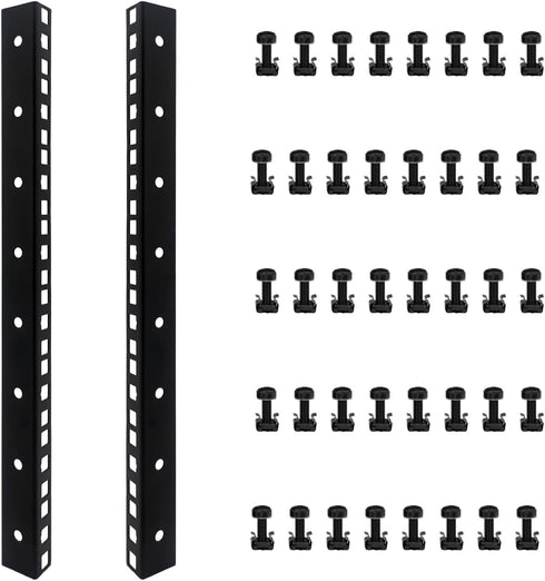 fmuser 8U Rack Rails with M6 Rack Mount Screws and Cage Nuts Set