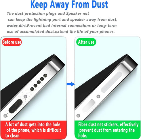 44 Pack Mesh Anti Dust Proof Adhesive Net Sticker with Tweezers, Speaker Dustproof Cover Kit for iPhone