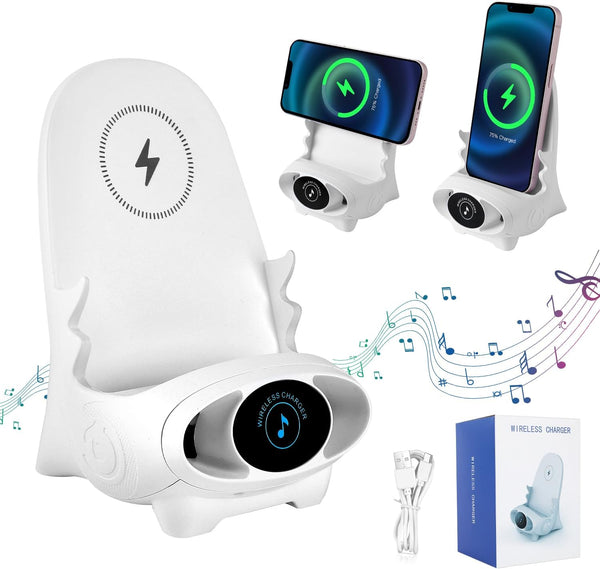 Portable Mini Chair Wireless Charger, Multifunctional Fast Charging Station with Phone Holder and Speaker