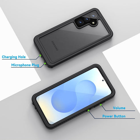 Lanhiem for Samsung Galaxy S25 Phone Case, IP68 Waterproof Dustproof, Rugged Full Body Shockproof Cover, Black