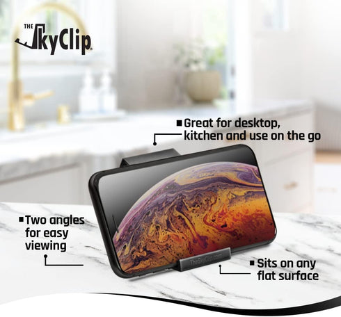 Airplane Cell Phone Back of Seat Inflight Tray Table Clip & Sturdy Phone Stand, Travel Must Have (Black 2 Pack)
