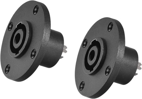 uxcell 2Pcs 4-Pin Speakons Panel Mount Connector Audio Speaker Jack Twist Lock Round Plate with Metal Insert