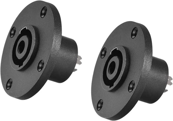 uxcell 2Pcs 4-Pin Speakons Panel Mount Connector Audio Speaker Jack Twist Lock Round Plate with Metal Insert