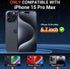 Magnetic Clear Case for iPhone 15 Pro Max, Compatible with MagSafe, Includes Glass Screen Protector and Camera Lens