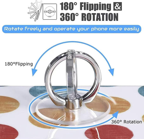 VRIINGTA Holder2Pcs Kickstand360 Cell Phone Ring Stand Transparent Finger Ring Degree Rotation Hand Phone Ring Grip