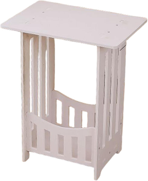 Jualyue 12.6x8.7x15.8 Inch Small Bedside Table, PVC Small Bedside Cabinet, Decorative White Bed Side Table for Bedroom