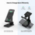 2 in 1 Wireless Charger, Dual Wireless Charging Desk Phone Stand, 10W Qi Fast-Charging Foldable Tablet Stand for iPhone