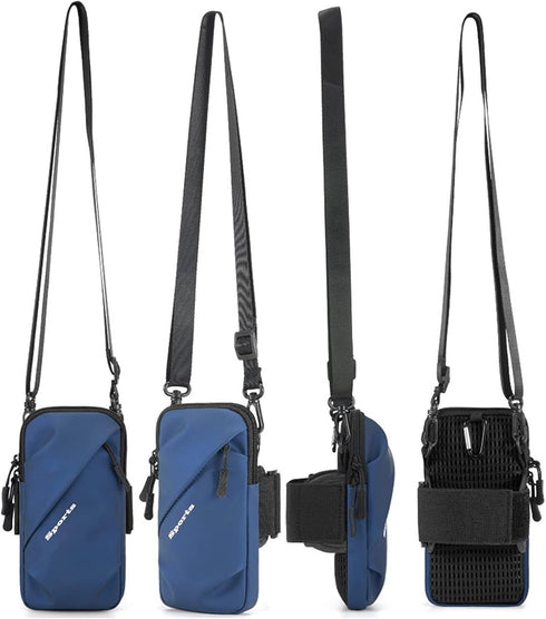 Phone Holder Armband, Small Crossbody Shoulder Bag with Arm Band for iPhone and Android, Blue