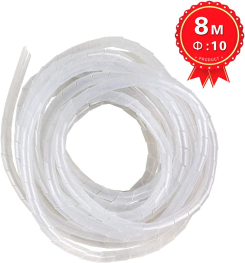 26Ft XHF 3/8" Clear Spiral Cable Wrap - 10mm Cord for Computer Electrical Wire Organizer Sleeve