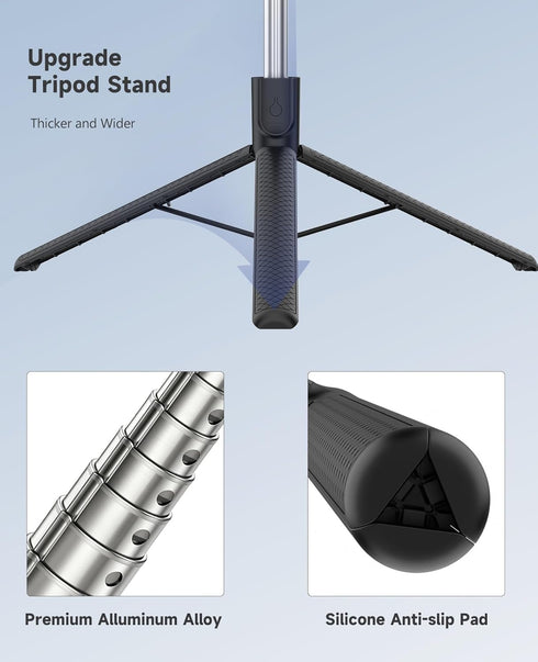 MOLEKSDAL &67-inch 360 Tripod Telescopic Selfie StickFeatures Wireless Remote Control and Rotation, Ideal for Travel