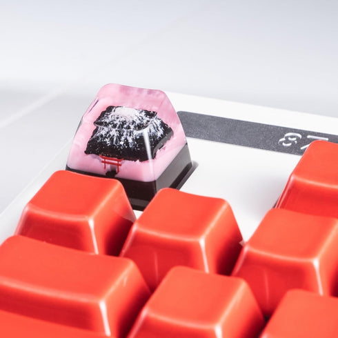 Artisan Keycap - Mount Fuji Sakura Custom Keycap, Handmade Resin Keycap for Cherry MX Switch Keyboards