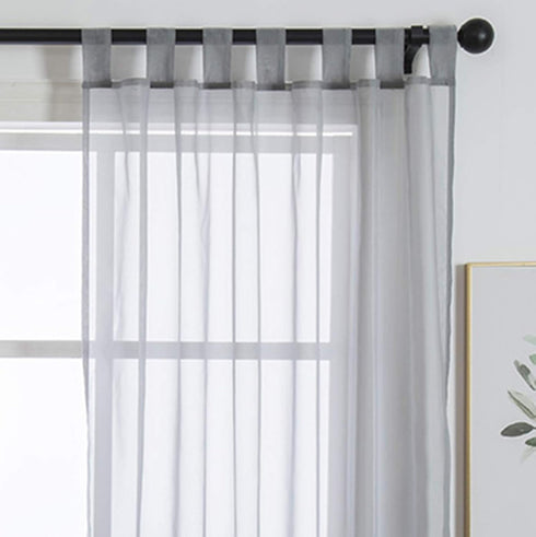 ZebraSmile 1 Panel Tab Top Curtains - Sheer Drapery for Bedroom & Living Room - Silver Gray 88(H) X55(W) in