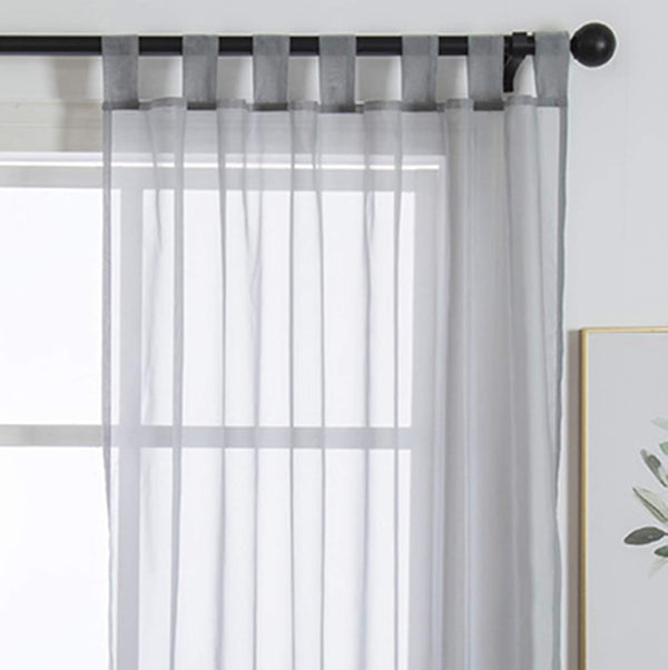 ZebraSmile 1 Panel Tab Top Curtains - Sheer Drapery for Bedroom & Living Room - Silver Gray 88(H) X55(W) in