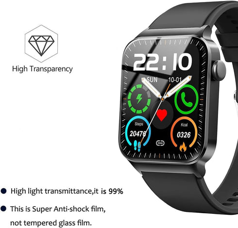6 Pack Compatible with Donerton T50S 1.85" Smart Watch Screen Protector Film for Uaue T50H 1.85 inch Smartwatch