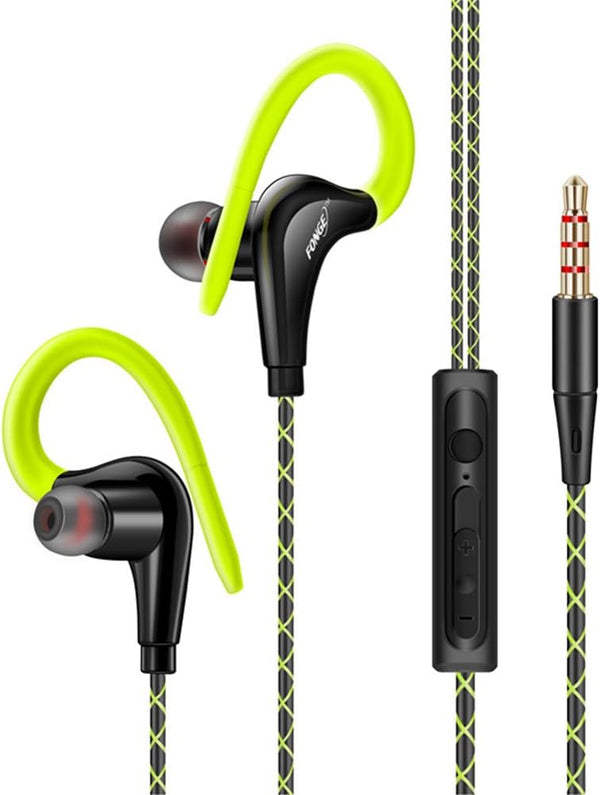 Docooler Wired in-Ear Waterproof Earphones, Stereo Super Bass Headphones with Mic for Sports (Green)