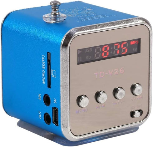 Eboxer Portable Mini Speaker FM Radio Stereo Speaker, Support TF Card, Perfect for Room, Bike, Car (Blue)