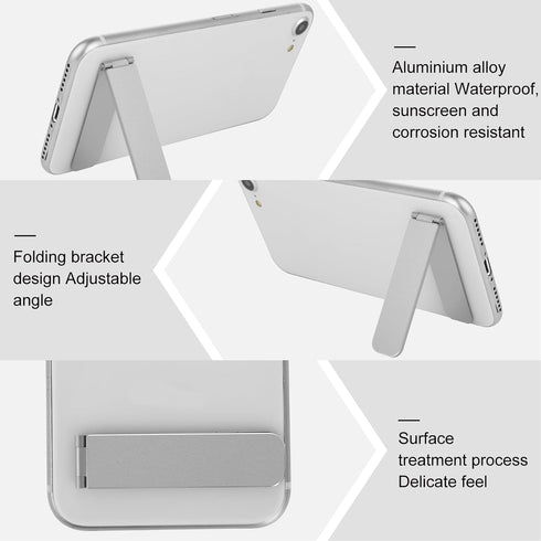 Ultra-Thin Adjustable Cell Phone Holder, Mini Alloy Kickstand, Portable Foldable Phone Stand for Mobile Phone Tablet