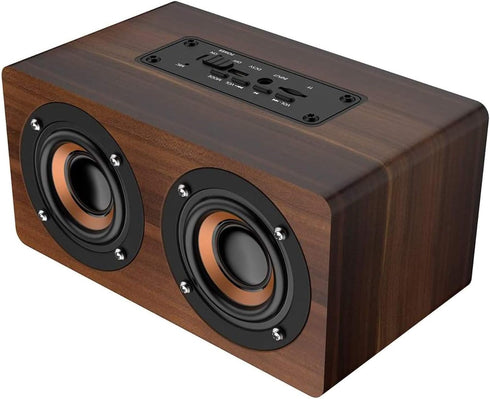 Retro Wooden Bluetooth Speaker - Combination Wireless Dual Loudspeakers, 3D Surround Speaker, Dual 5W Speakers, Redwood