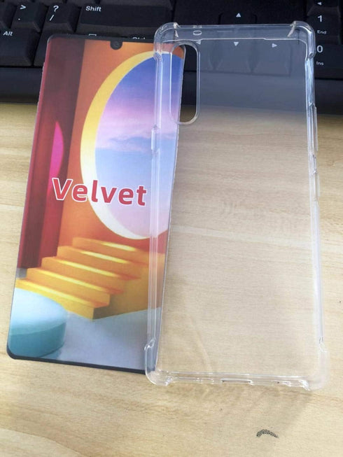 VIESUP Crystal Cellular Phone Case for LG Velvet 5G/G9 - Transparent Shockproof Silicone Soft Case with Camera