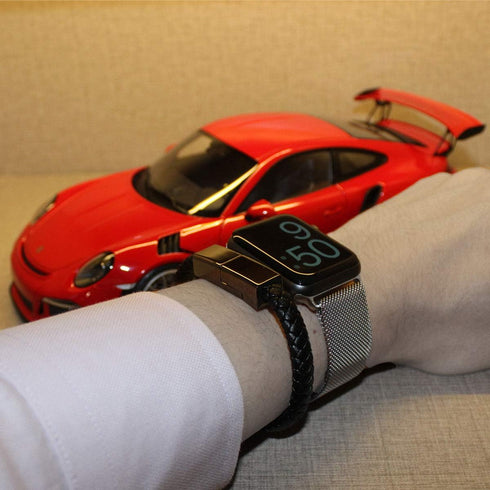 SEANADO Leather Bracelet Charger USB Cable, Braided Portable Travel Charger for iPhone and Android, 8' Length