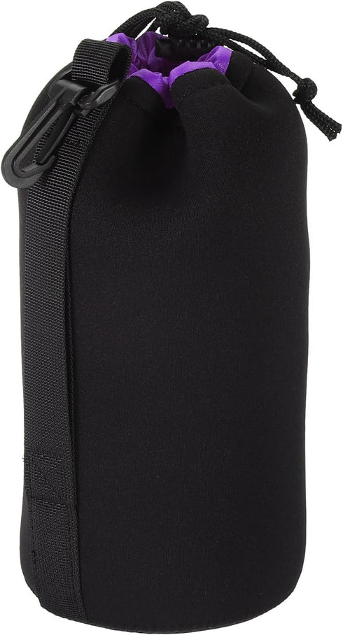 PATIKIL Camera Lens Bag, 3.5" IDx9.8 H Drawstring Lens Pouch with Thick Neoprene, Lens Case for DSLR, Black, Purple