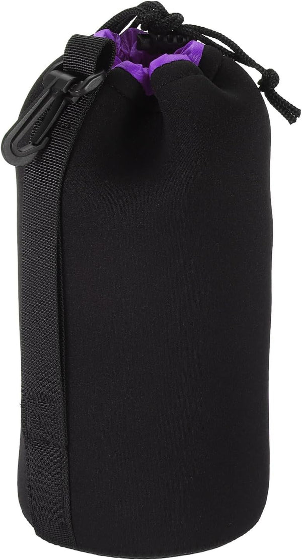 PATIKIL Camera Lens Bag, 3.5" IDx9.8 H Drawstring Lens Pouch with Thick Neoprene, Lens Case for DSLR, Black, Purple