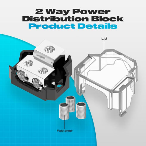 Malictele 2 Way Power Distribution Block - 1x 0/2/4 Gauge Input, 2X 4/8 Gauge Output, Car Audio Splitter (2 Pack)