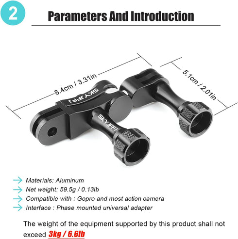 Aluminum Ball GoPro Handlebar Mount, 360 Rotation and Lock Any Direction, Shock-Resistant, Compatible with GoPro Hero