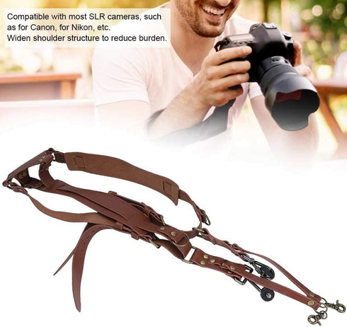 Fdit Lightweight Anti-Breakage Leather Double Shoulder Harness Strap for DSLR Cameras (23 * 17 * 6cm-2#)