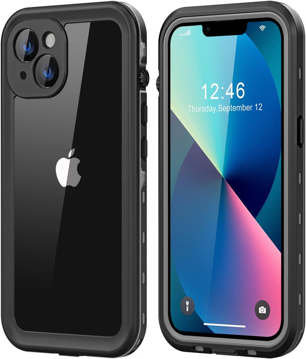 iPhone 13 Waterproof Case with Built-in Screen Protector, Shockproof Dustproof Full Body IP68 Protective Phone Case for