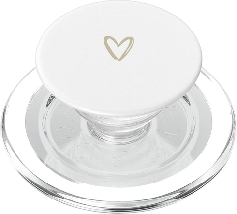 Minimalist Gifts & Designs for Girls Beige White Minimalist Heart PopSockets PopGrip for MagSafe