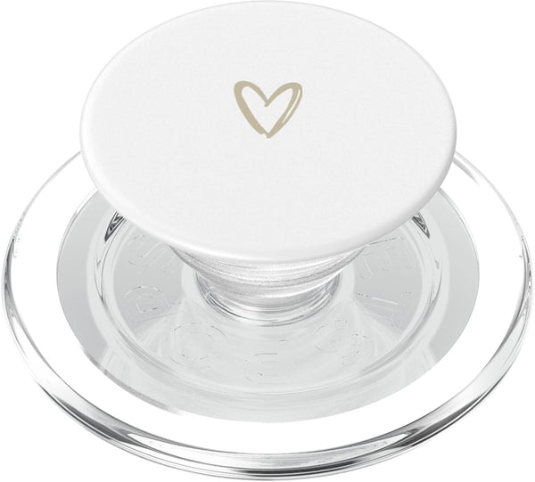 Minimalist Gifts & Designs for Girls Beige White Minimalist Heart PopSockets PopGrip for MagSafe