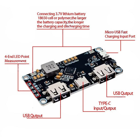 HiLetgo 2pcs IP5328P Dual USB Battery Fast Charge Module, Bi-Directional 18W Fast Charging Power Bank Board