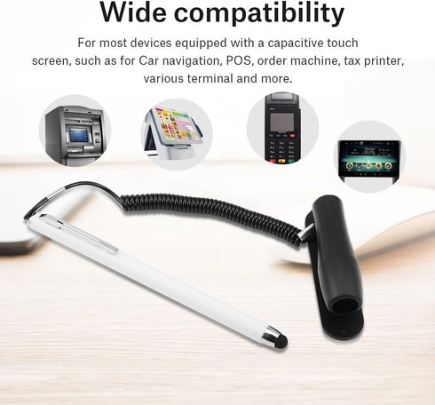 2Pcs Stylus Pen, Universal Capacitive Touch Screen Stylus with Spring Rope Fixing Base for Mobile Phone