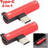 2Pcs USB Type-C to 3.5mm Female Headphone & Charger Adapter, 2-in-1 Fast Charging Cable for Type-C Phones (Red)