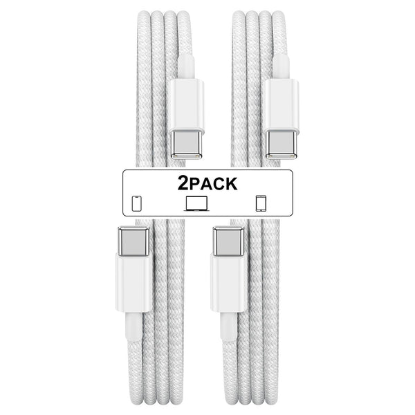 Type C to Type C Fast Charging Cable, 2Pack 3 feet Nylon Braided Charger Cable for iPhone 15/MacBook