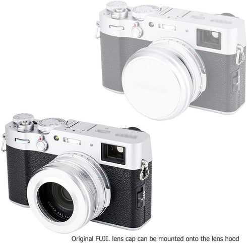 JJC Mark V Metal Lens Hood Protector with 49mm Filter Adapter for Fujifilm X100VI X100V X100F X100T X100S