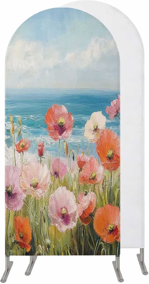 Jnbasdffb Pink Spring Floral Wedding Arch Cover,Stretchy Spandex Arch Backdrop Stand Covers 6