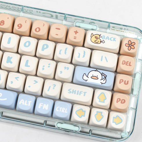 Sumgsn MOA Profile Keycaps 138 Keys, Yellow Cute Duck PBT DYE-SUB Keycap for MX Cherry Mechanical Keyboards