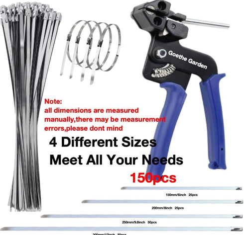 WCT322 Stainless Steel Cable Tie Gun for Fastening and Cutting up to 12mm Width Cable Ties, Suitable for Outdoor Use